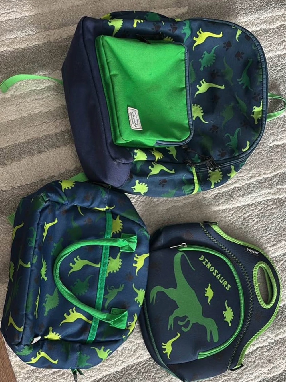 Kids Dinosaur Backpack Set - Navy & Green